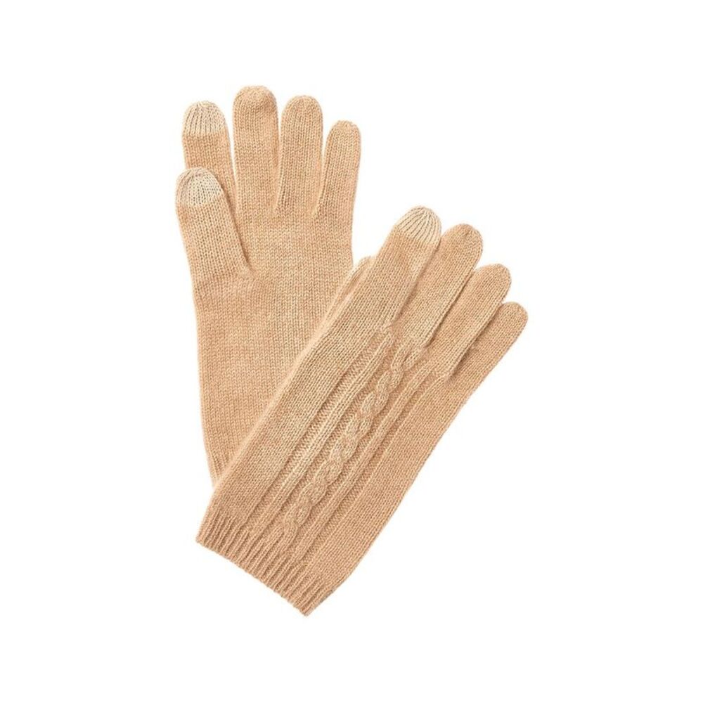 Phenix Placed Cable Touch Tech Cashmere Gloves, Brown